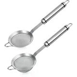 ds. distinctive style Feinmaschiges Sieb 304 Edelstahl 3-Inch Küchensieb Feinmaschiges Cocktailsieb 2er-Set Handsieb mit Griff, auch zum Sieben von Zucker, Mehl, Gewürzen und Kräutern