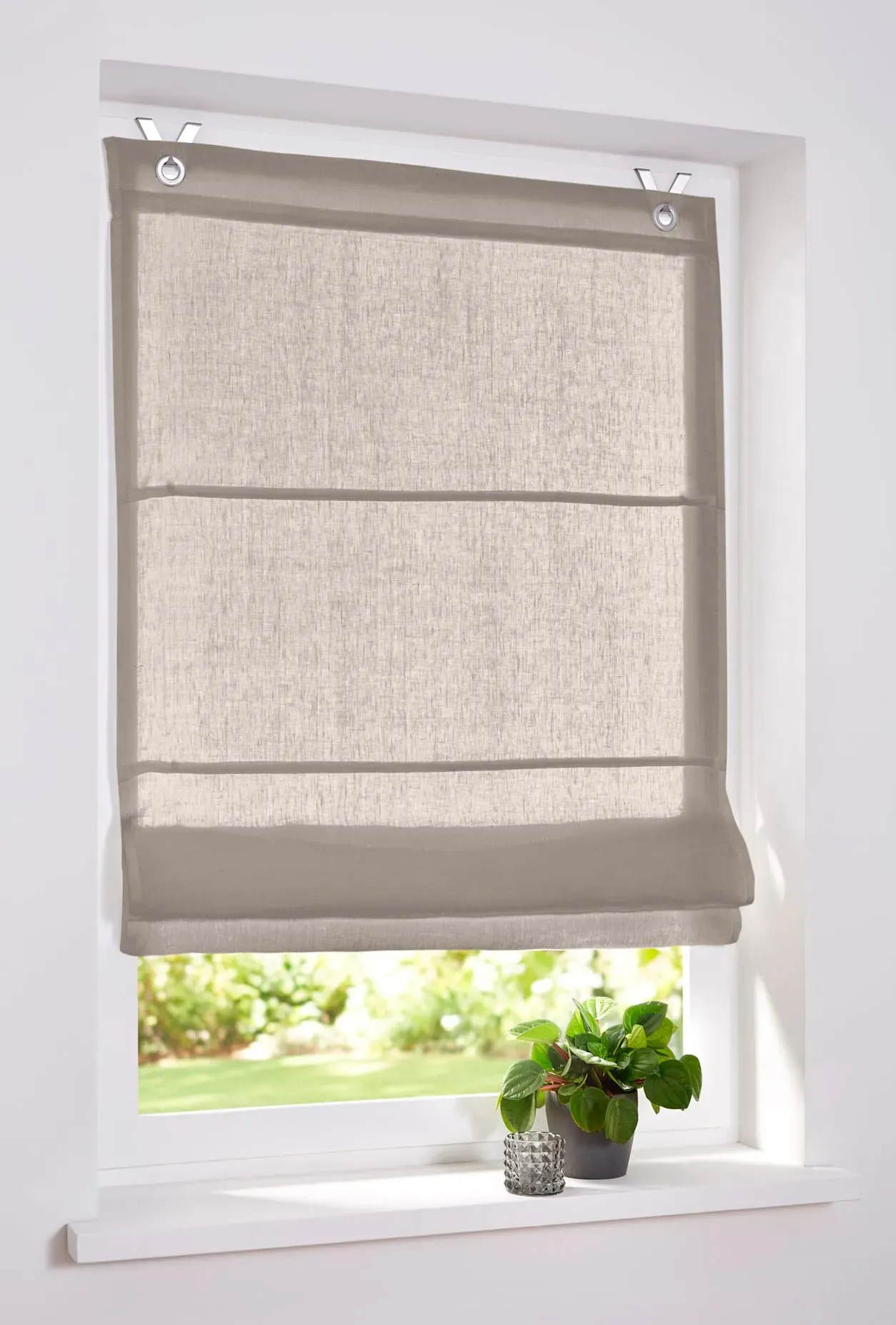 Raffrollo HEINE HOME Gr. 3, grau (taupe), B:80cm H:140cm, Raffrollos
