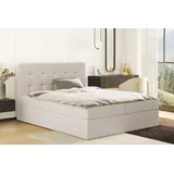kaiser möbel Boxspringbett mit matratze und bettkasten, Schlafbett LUDANO stoff Cayenne Hellbeige 180x200 cm H2-Pocket - Beige