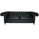 Salottini Chesterfield 3-2-1 Garnitur VOLLLEDER schwarz