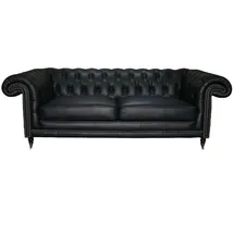 Salottini Chesterfield 3-2-1 Garnitur VOLLLEDER schwarz