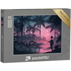 puzzleYOU Puzzle Puzzle 1000 Teile XXL „Junge angelt im tropischen Wald“, 1000 Puzzleteile, puzzleYOU-Kollektionen Fantasy