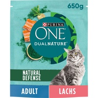 PURINA ONE Dual Nature Katzenfutter trocken mit Spirulina, reich an Lachs, 6er Pack (6 x 650g)
