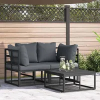 vidaXL Garten-Lounge-Set 3-tlg. schwarz