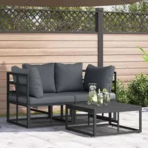 vidaXL Garten-Lounge-Set 3-tlg. schwarz