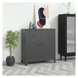 furnicato Spind Aufbewahrungstruhe im Industrial Style 90 x 40 x 100 cm Anthrazit (1-St) Stabiler Aktenschrank mit Namensschildhaltern und Lüftungsschlitzen schwarz