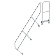 Günzburger MUNK zweiter Handlauf Aluminium-Treppe mit Plattform 45° 7 Stufen