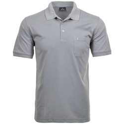 RAGMAN Herren Poloshirt - Oberteil, Softknit-Polo, Baumwollmischung, Brusttasche, Knopfleiste, kurz, einfarbig Hellgrau 5XL