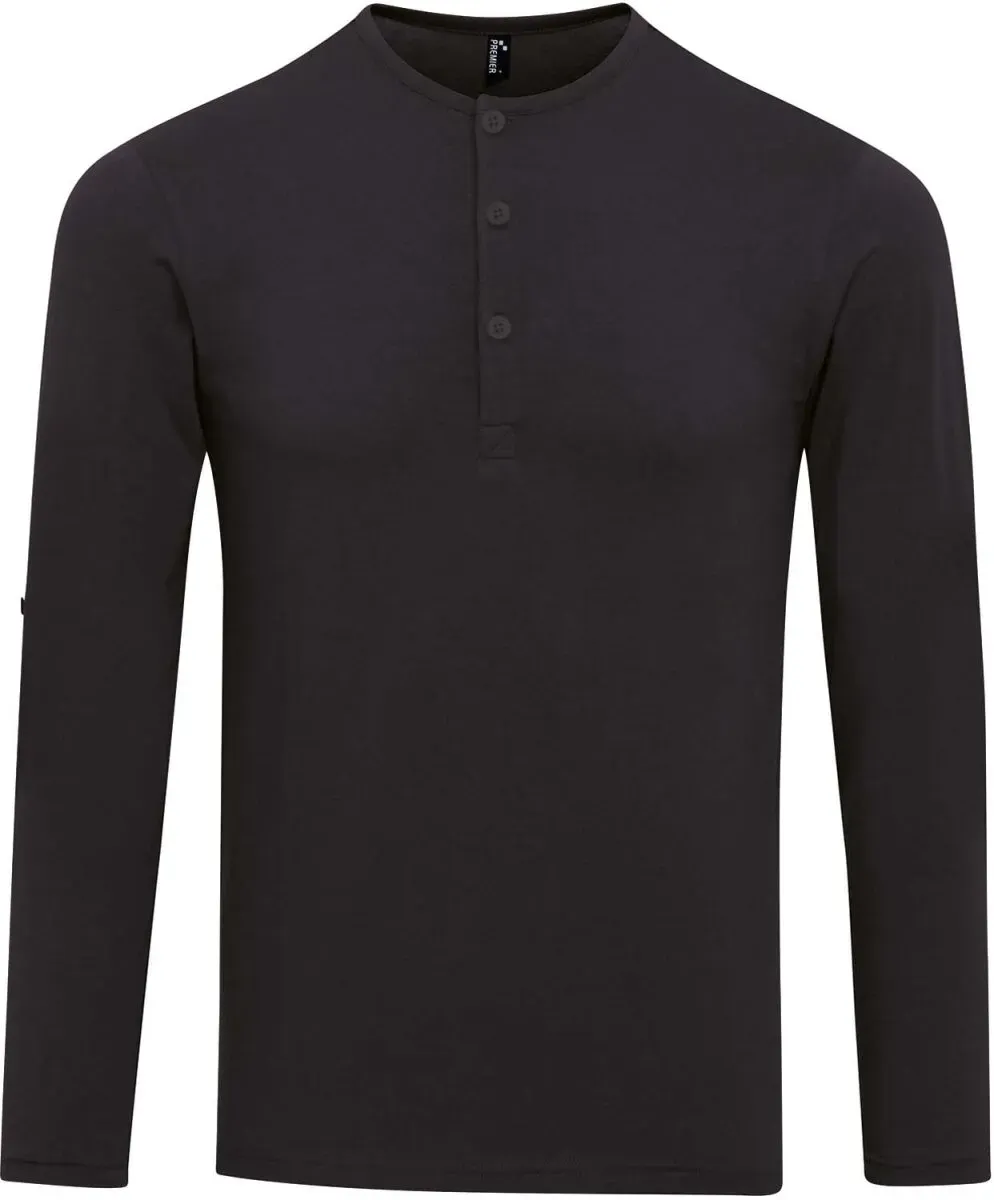Premier Workwear Herren Rollärmel T-Shirt langarm PR218 black S