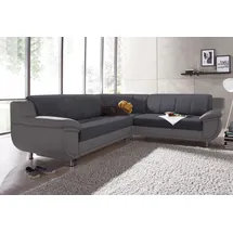 TRENDMANUFAKTUR Ecksofa "Rondo 3, zeitlos und modern, im Materialmix, L-Form", grau (grau, dunkelgrau), B:267cm H:85cm T:247cm, Luxus-Microfaser ALCAZAR;Struktur fein;Kunstleder SOFTLUX / Struktur (77% Polyester; 23% Polyacryl), Sofas, Ecksofa, wahlweise Federkern für 