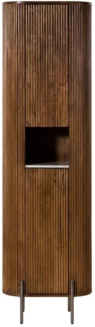 Hochschrank Mango 55x30x190 braun lackiert / Marmor weiß BARCELONA #253