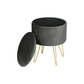 Akord Pouf AKORD LILI aus Samtstoff mit Stauraum 35 x 45 x 35 cm Grau