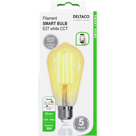 deltaco Smart HOME LED filament E27 WiFI 5.5W 470lm dimmable 220-240V white
