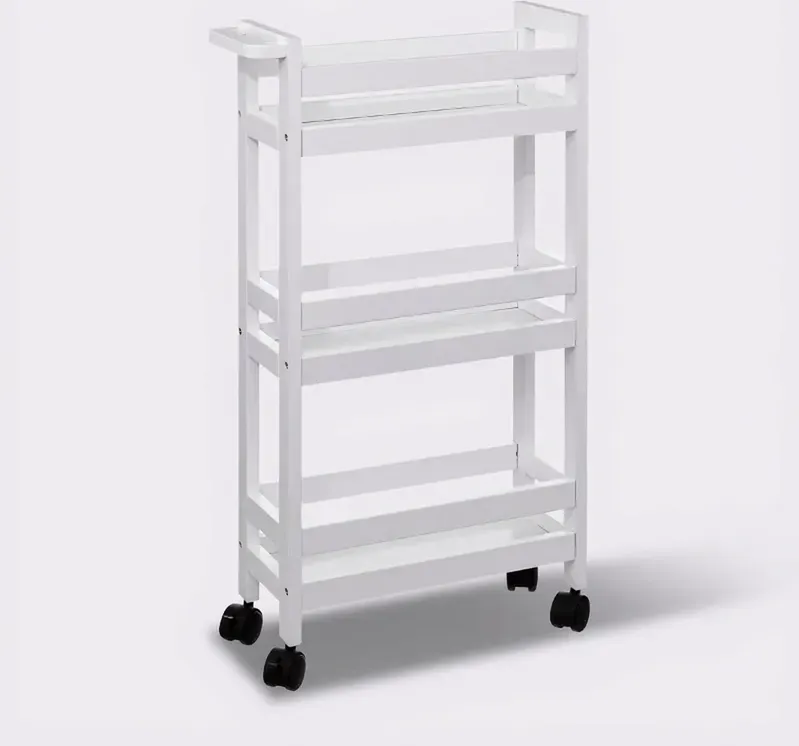 Farbenfroher Baumwoll-Trolley mit 3 Ebenen auf Rollen