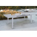 OUTFLEXX Premium Ausziehtisch, silber/grau, Alu/Glas, 180/240x100cm, automatischer Ausziehmechanismus