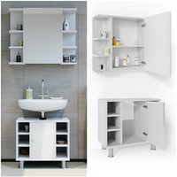 Vicco Badmöbel Set FYNN 2 Teile Weiß Hochglanz -