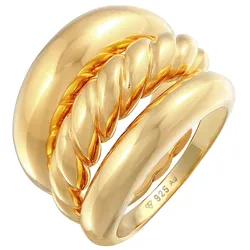 Elli PREMIUM Bandring Twisted Gedreht Set 925 Silber 58 Damen 