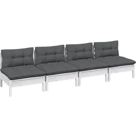 vidaXL 4-Sitzer-Gartensofa mit Anthrazit Kissen Massivholz Kiefer