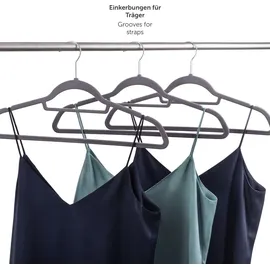 Blumtal 50 Stück Samt-Kleiderbügel - Samt-Kleiderbügel, rutschfest, um 360° drehbar, Grau