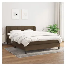 vidaXL Boxspringbett mit Matratze Dunkelbraun 140x200 cm Stoff