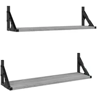 VidaXL Wandregale 2 Stk. Grau Sonoma 60x15x15,5 cm