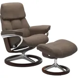 Stressless Ruby M | Signature Untergestell Batick Mole Poliertes Aluminium Braun