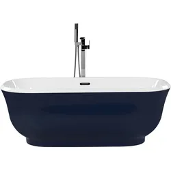 Badewanne freistehend marineblau oval 170 x 77 cm TESORO