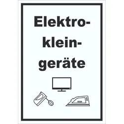 Elektrokleingeräte Mülltrennung Schild Text Symbol Haushaltsgerät hochkant A5 Rückseite selbstklebend