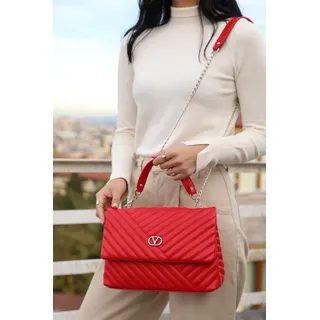 Madamra - Chain Strap Shoulder Bag with Quilted Cover - Rot