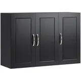 SoBuy Hängeschrank mit Drei Türen Wandschrank Badmöbel Schwarz FRG231-L-SCH