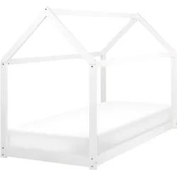 Kinder-Hausbett Kiefernholz weiß Lattenrost 90 x 200 cm TOSSE