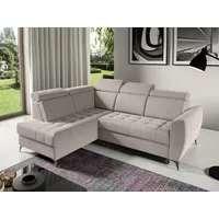 beautysofa Ecksofa AURORA II L-Form Ottomane links, mit Schlaffunktion & Bettkasten, Beige - Beige