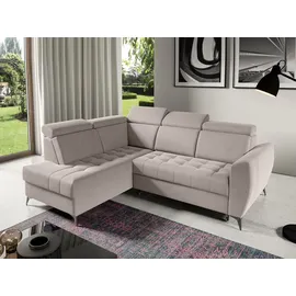 beautysofa Ecksofa AURORA II L-Form Ottomane links, mit Schlaffunktion & Bettkasten, Beige - Beige