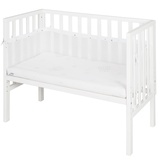 Roba Beistellbett safe asleep® 45x90cm mit Matratze - Canvas Barriere - Mesh Umrandung - Bett Set für Babys - Holz weiß