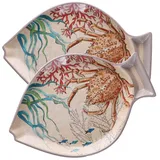 ROSE & TULIPANI Fischteller SEA LIFE 2er Set - Melamin - oval - spülmaschinengeeignet - Speiseteller