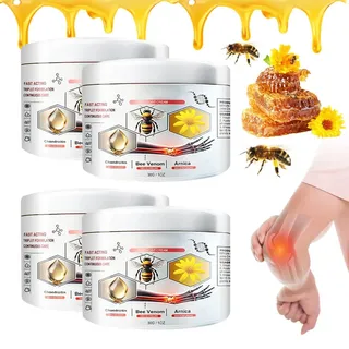 Gobesty 4 Stück Bienengiftsalbe, Bienengift Creme Lindert Beinschmerzen und Schwellungen, Bienengiftsalbe Gegen Schmerzen, Bee Cream Bienengiftsalbe für Arm, Taille, Hinterhand, Füße und Bein