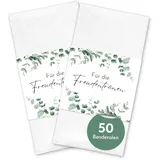 50x Freudentränen Hochzeit Taschentücher Banderolen - Eukalyptus DIY Banderolen als Deko für Gäste-Taschentücher (Taschentücher nicht enthalten)