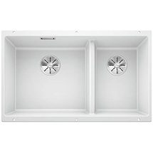 Blanco Subline 430/270-U links weiß + Handbetätigung + InFino
