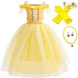 Lito Angels Prinzessin Belle Kleid Kostüm mit Zubehör für Kinder Mädchen Die Schöne und das Biest Verkleidung Größe 4-5 Jahre 110