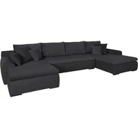 Wohnlandschaft HOME AFFAIRE "Win U-Form" Sofas Gr. B/H/T: 366cm x 85cm x 176cm, Cord-Samtvelours, Recamiere beidseitig montierbar, Ohne Bettfunktion und Bettkasten, schwarz (anthrazit/schwarz) wahlweise mit Bettfunktion und Bettkasten Bestseller