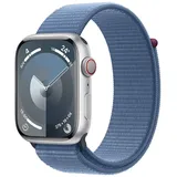 Apple Watch Series 9 GPS + Cellular 45 mm Aluminiumgehäuse silber, Sport Loop winterblau One Size