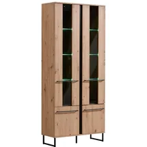 Homestyle4u Highboard 84,5 x 193 x 35 cm Eiche / Schwarz
