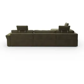 sit&more Ecksofa SIT & MORE "Cadabra L-Form", grün (olive), B:356cm H:80cm T:292cm, Samtoptik (100% Polyester);Soft clean (98% Polyester, 2% Polyamid);Struktur fein (100% Polyester), Sofas, Ecksofa, Breite 356 cm, mit Sitztiefenverstellung