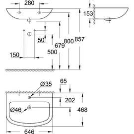 Grohe Bau Keramik Waschtisch 64,6 x 46,8 cm (39420000)
