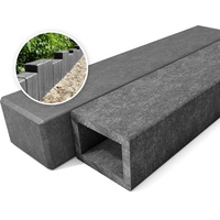 hanit® Rechteckpalisaden, Gartenpalisaden aus Recycling-Kunststoff mit 80cm Höhe, grau (30 Stück)