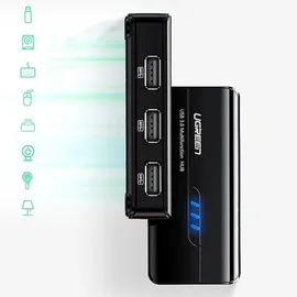 UGREEN USB 2.0 HUB RJ45 Ethernet Adapter 3+1 Port USB 2.0-Hub Schwarz