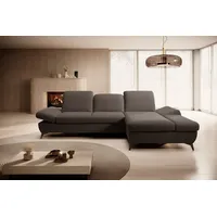 Goldstoff Ecksofa mit Schlaffunktion und Bettkasten - L-Form Sofa Beige/Grau, 1 Teile, Modernes Schlafsofa mit Sofakissen - Premium Couch Cord & L-Form braun