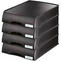 Leitz Briefkorb-Schublade A4, 4er Pack, Schwarz, Plus Serie, 52100095