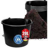 BigDean Mörtelkübel 5x Baueimer 20l mit Ausguss Garten Mörtel Beton Eimer Made in Germany, (5-tlg) schwarz