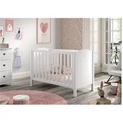 AMORI Babybett Liegefläche 60 x 120 cm, Lattenrost verstellbar, Weiß lackiert